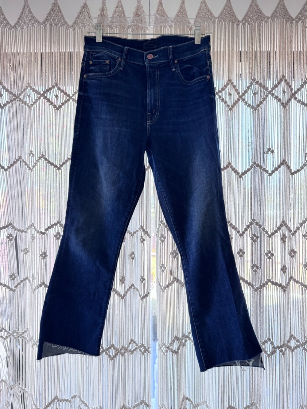 MOTHER Dark Indigo Mid-Rise Straight Jeans